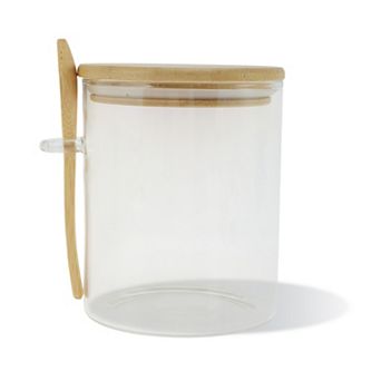 24.69oz with Lid & Spoon Decorative Jars 5.12" Height Wood Color Clear 1 Set