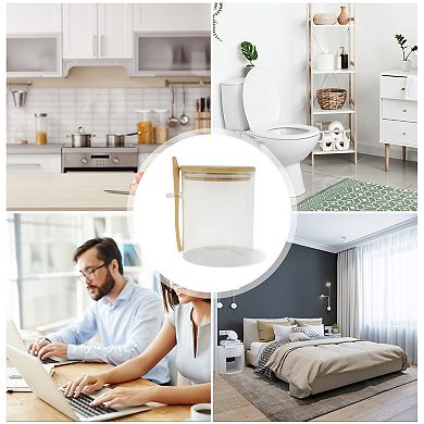 24.69oz with Lid & Spoon Decorative Jars 5.12" Height Wood Color Clear 1 Set