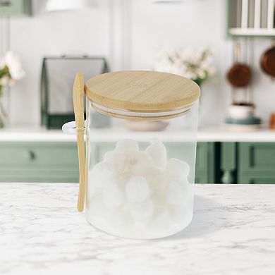 24.69oz with Lid & Spoon Decorative Jars 5.12" Height Wood Color Clear 1 Set