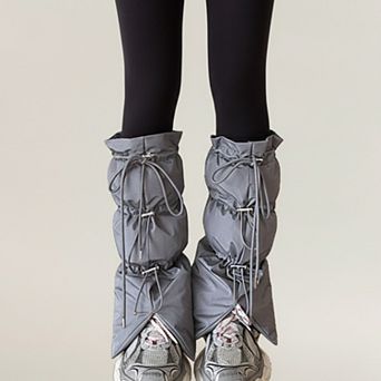 Women's Puffer Style Leg Warmers with Adjustable Drawstring Boot Cover Design