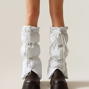 Women's Puffer Style Leg Warmers with Adjustable Drawstring Boot Cover Design