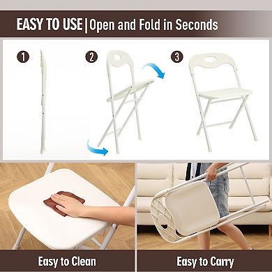 4-Pack White Stainless Steel Folding Chairs - Heavy-Duty 800lb Capacity, Stackable & Waterproof