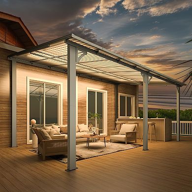 16 ft. x 10 ft. Aluminum Sloped Hardtop Pergola with UV-Blocking Polycarbonate Patio Cover