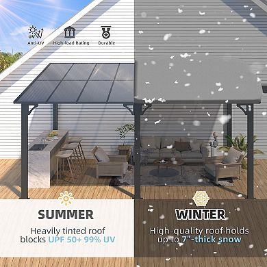 16 ft. x 10 ft. Aluminum Sloped Hardtop Pergola with UV-Blocking Polycarbonate Patio Cover