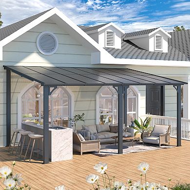 16 ft. x 10 ft. Aluminum Sloped Hardtop Pergola with UV-Blocking Polycarbonate Patio Cover