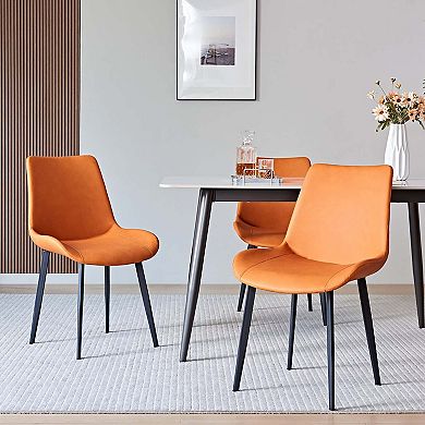 2-Piece Upholstered Dining Chairs with Metal Legs and Comfortable Wide Seating