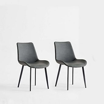 2 pc Upholstered Dining Chairs with Metal Legs and Comfortable Wide Seating