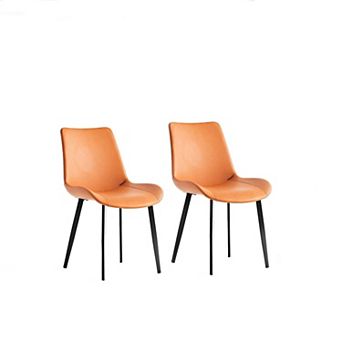2 pc Upholstered Dining Chairs with Metal Legs and Comfortable Wide Seating