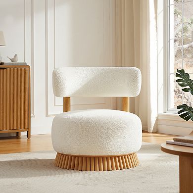 Whisen Farmhouse Armless Chair, Curved Backrest Design