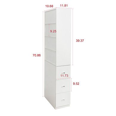 4-Tier Shelf Display Storage Cabinet with Side Drawers