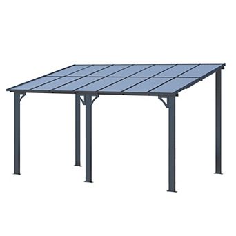 14 ft. x 8 ft. Aluminum Sloped Roof Hardtop Pergola with UV-Blocking Polycarbonate Patio Cover