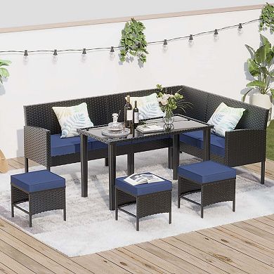 7-piece Patio Sectional Sofas Set Outdoor Furniture Set For Small Space Garden Lawn