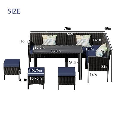 7-piece Patio Sectional Sofas Set Outdoor Furniture Set For Small Space Garden Lawn