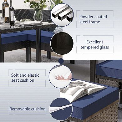 7-piece Patio Sectional Sofas Set Outdoor Furniture Set For Small Space Garden Lawn