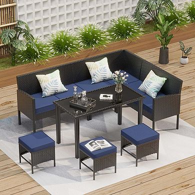 7-piece Patio Sectional Sofas Set Outdoor Furniture Set For Small Space Garden Lawn