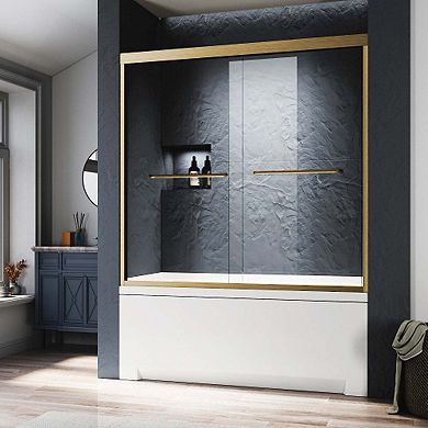 56-60" x 57" Sliding Tub Doors with Tempered Glass and Durable Rollers