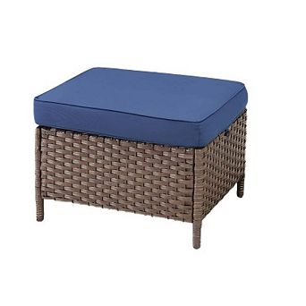 Outdoor Wicker Ottoman Patio Storage Footstool