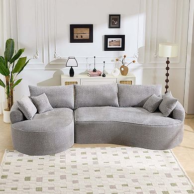 124.5-Inch Modern Compressed Boneless Sofa, Made Of Chenille Fabric, The High-Resilience Sponge