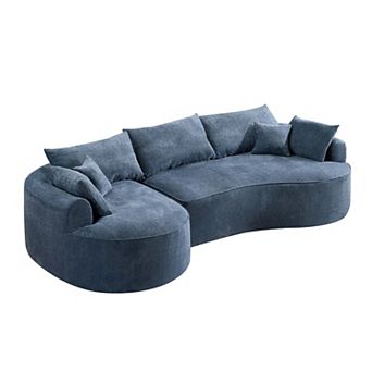 124.5-Inch Modern Compressed Boneless Sofa, Made Of Chenille Fabric, The High-Resilience Sponge