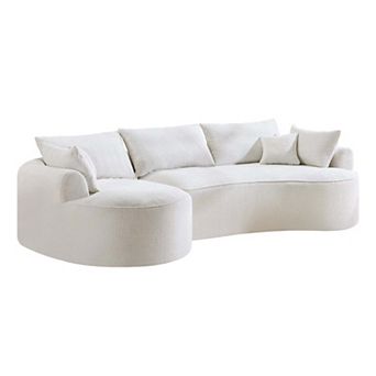 124.5-Inch Modern Compressed Boneless Sofa, Made Of Chenille Fabric, The High-Resilience Sponge