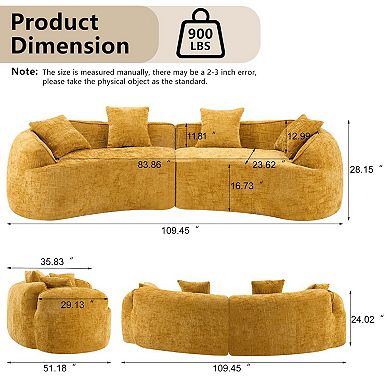 Curved Compressed Sofa, Creative Nordic-style Design,Comfortable, Soft and Suitable for Living Room
