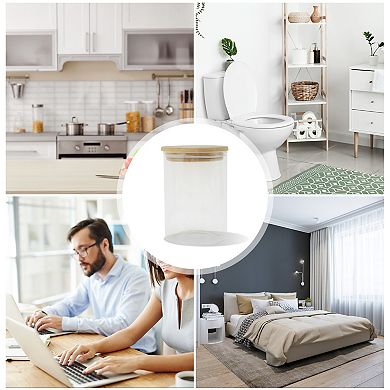 19.4oz with Lid Decorative Jars 4.72" Height Wood Color Clear 1 Pc