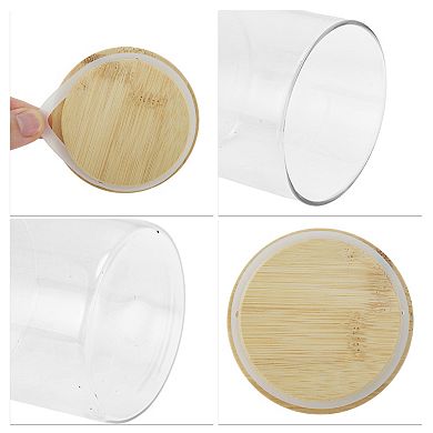 19.4oz with Lid Decorative Jars 4.72" Height Wood Color Clear 1 Pc