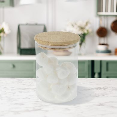 19.4oz with Lid Decorative Jars 4.72" Height Wood Color Clear 1 Pc