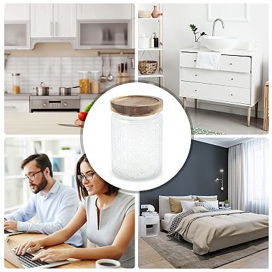 23.67oz Window Paper Pattern Decorative Glass Jar with Lid Clear Wood Color 1 Pc