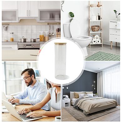 70.55oz with Lid Decorative Jars 11.81" Height Wood Color Clear 1 Pc