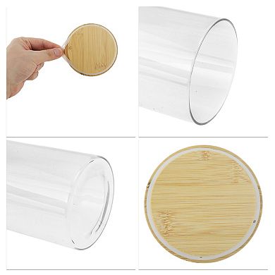 70.55oz with Lid Decorative Jars 11.81" Height Wood Color Clear 1 Pc