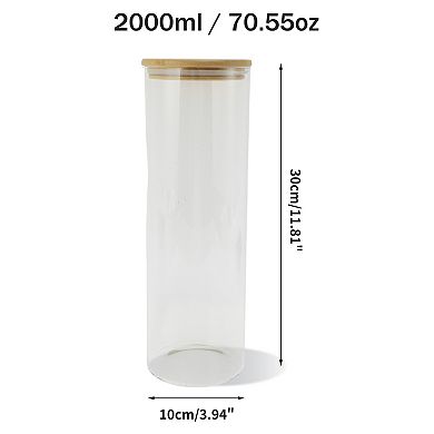 70.55oz with Lid Decorative Jars 11.81" Height Wood Color Clear 1 Pc