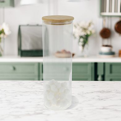 70.55oz with Lid Decorative Jars 11.81" Height Wood Color Clear 1 Pc