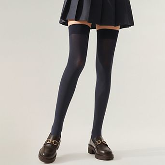 2 pc Women's Opaque Thigh High Stockings Over the Knee Stretch Fit Fashion Legwear