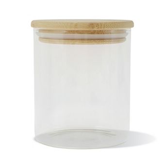 15.87oz with Lid Decorative Jars 3.94" Height Wood Color Clear 1 pc