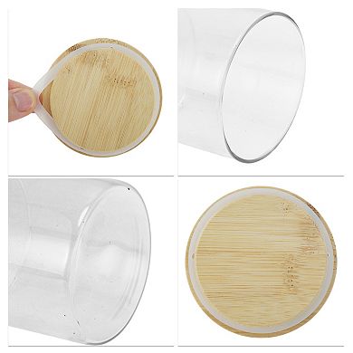 15.87oz with Lid Decorative Jars 3.94" Height Wood Color Clear 1 Pc