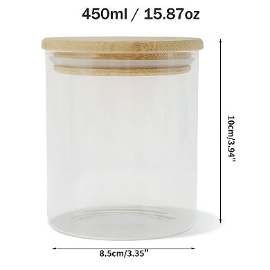 15.87oz with Lid Decorative Jars 3.94" Height Wood Color Clear 1 Pc