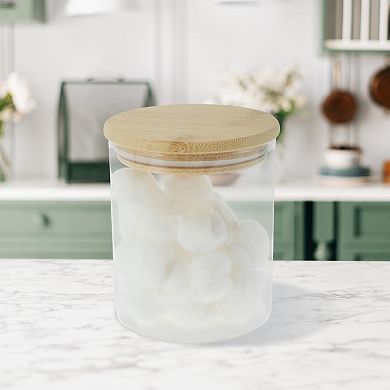 15.87oz with Lid Decorative Jars 3.94" Height Wood Color Clear 1 Pc