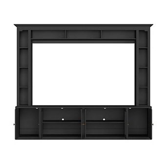 4 pc Modern Large Entertainment Center Wall Unit with Bookshelves for Living Room