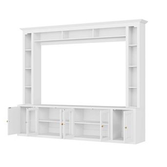 4 pc Modern Large Entertainment Center Wall Unit with Bookshelves for Living Room