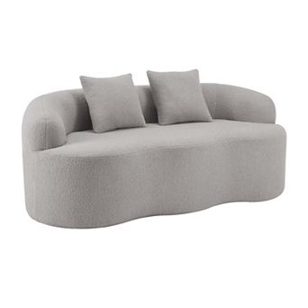 Curved Loveseat Sofa with Round Armrest, Compression Couch with 2 Pillows, No Assembly