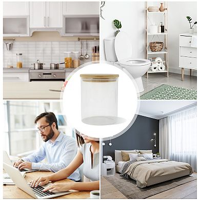 28.22oz with Lid Decorative Jars 5.12" Height Wood Color Clear 1 Pc