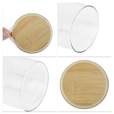 28.22oz with Lid Decorative Jars 5.12" Height Wood Color Clear 1 Pc