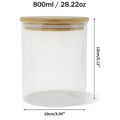 28.22oz with Lid Decorative Jars 5.12" Height Wood Color Clear 1 Pc
