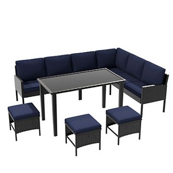 7 pc Outdoor Furniture Set Patio Conversation Set Small Space Patio Furniture