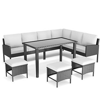 7 pc Outdoor Furniture Set Patio Conversation Set Small Space Patio Furniture