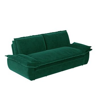 Whisen 3-in-1 Velvet Queen Sleeper Sofa Bed & Chaise Lounge & Loveseat Sofa, 2 Seats