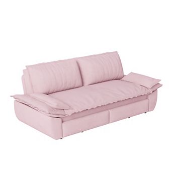 Whisen 3-in-1 Velvet Queen Sleeper Sofa Bed & Chaise Lounge & Loveseat Sofa, 2 Seats