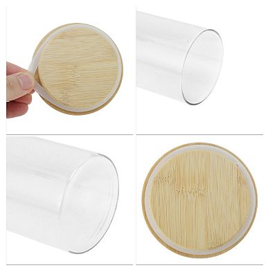 35.27oz with Lid Decorative Jars 7.87" Height Wood Color Clear 1 Pc