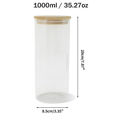 35.27oz with Lid Decorative Jars 7.87" Height Wood Color Clear 1 Pc